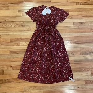 Christy Dawn Burgundy Floral Midi Dress NWT small